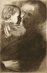 Mutter Mit Kind Auf Dem Arm by Kathe Kollwitz