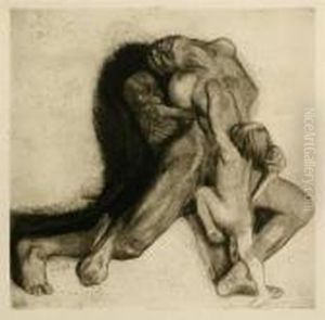 Radierung, Kaltnadel Und Vernis-mou In Braun Auf Kupferdruckpapier by Kathe Kollwitz