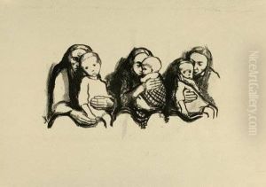 Lithographie Auf Chamoisfarbenem Butten