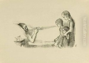 Lithographie Auf Chamoisfarbenem Butten by Kathe Kollwitz