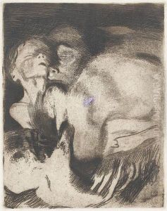 Tod Und Frau Um Das Kind Ringend. by Kathe Kollwitz