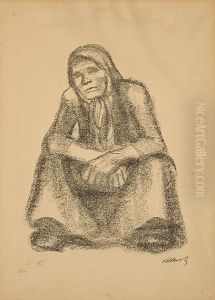Hockende Frau Von Vorne Mit Ubereinandergelegten Handen, From Freie Secession Portfolio