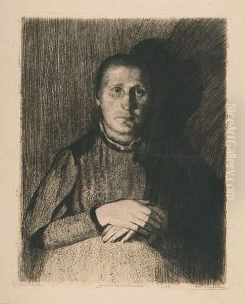 Frau Mit Ubereinandergelegten Handen. - view 1