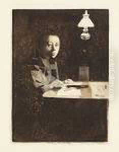 Selbstbildnis Am Tisch (endgultige Fassung) by Kathe Kollwitz