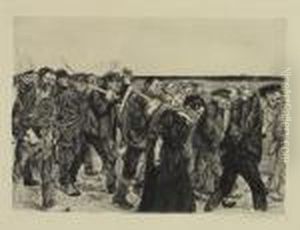 Weberzug. Blatt 4 Aus Dem Zyklus <ein Weberaufstand> by Kathe Kollwitz