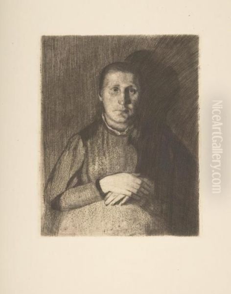 Frau Mit Ubereinandergelegten Handen. - view 1