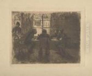 Vier Manner In Der Kneipe. by Kathe Kollwitz