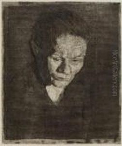Gesenkter Frauenkopf. Ca. 1905 by Kathe Kollwitz