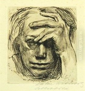 Selbstbildnis Mit Der Hand An Der Stern by Kathe Kollwitz