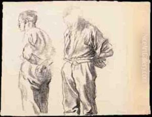 Zwei Studien Zu Einem Gefesselten Bauern by Kathe Kollwitz