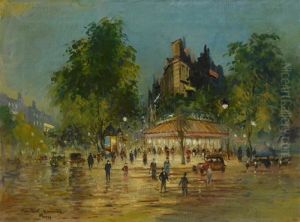Parisian Street At Night by Konstantin Alexeievitch Korovin