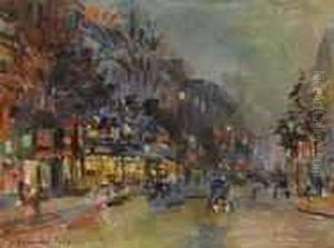 Nachtliche Strassenimpression In Paris