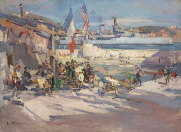 Cafe In A French Port - view 1