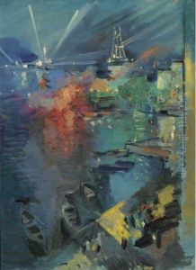 The Eiffel Tower By Night by Konstantin Alexeievitch Korovin