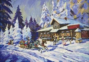 Darstellung Einer Russichen Schneelandschaft. by Konstantin Alexeievitch Korovin