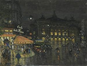 Cafe De La Paix, Paris by Konstantin Alexeievitch Korovin