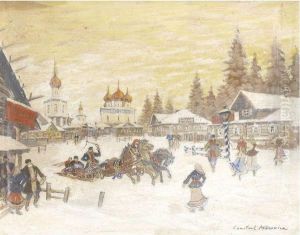 Russian Village In Winter by Konstantin Alexeievitch Korovin