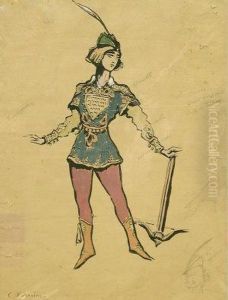 Costume Design For A Young Man With A Bow;