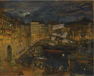 The Port Of Marseille By Night by Konstantin Alexeievitch Korovin