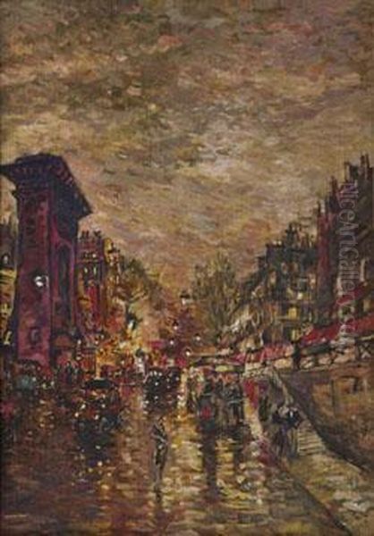 Darstellung Einer Abendlichen Strasenszene In Paris - view 1