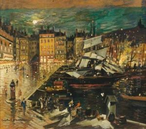 Le Port De Marseille, La Nuit by Konstantin Alexeievitch Korovin