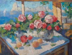 Bouquet De Roses by Konstantin Alexeievitch Korovin