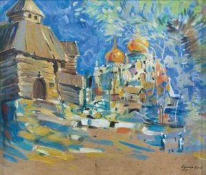 Vue D'un Village. by Konstantin Alexeievitch Korovin