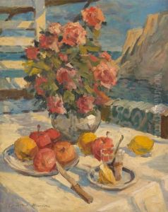 Vase Fleuri De Roses by Konstantin Alexeievitch Korovin