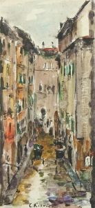 Old Paris Street Scene (sketch) by Konstantin Alexeievitch Korovin
