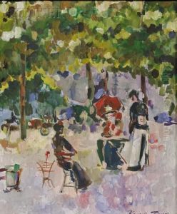 Study Of A Cafe In Paris by Konstantin Alexeievitch Korovin