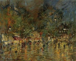 Place Dans La Nuit Paris by Konstantin Alexeievitch Korovin