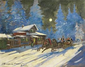 A Winter Sledge Ride by Konstantin Alexeievitch Korovin