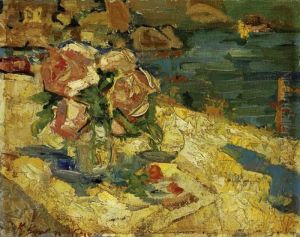 Rosenbouquet Vor Meereskuste by Konstantin Alexeievitch Korovin