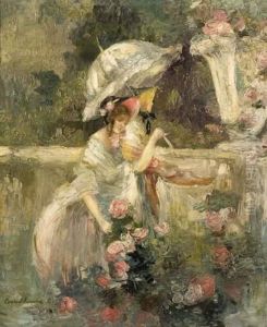 Elegante Dans Un Parc by Konstantin Alexeievitch Korovin
