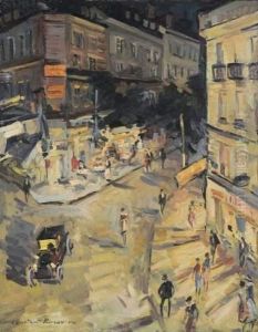 Rue De Paris Animee by Konstantin Alexeievitch Korovin