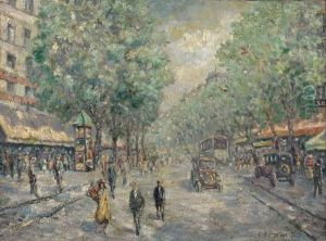 Les Grands Boulevards Au Printemps A Paris Vers 1930