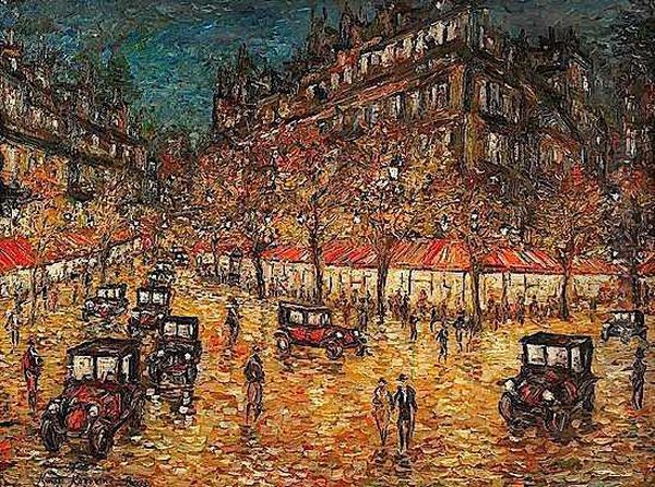 Paris, Scene De Rue La Nuit - view 1