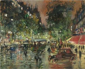 Parisian Boulevard By Night by Konstantin Alexeievitch Korovin