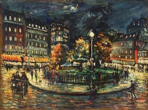 Place Pigalle. by Konstantin Alexeievitch Korovin