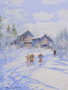 Musiciens Dans La Foret Enneigee by Konstantin Alexeievitch Korovin