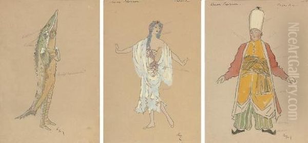 Three Costume Designs For 
Konek Gorbunok [the Little Humpbacked Horse] - view 1