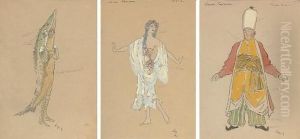 Three Costume Designs For 
Konek Gorbunok [the Little Humpbacked Horse] by Konstantin Alexeievitch Korovin