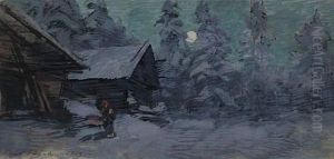 Winter In Tver Region by Konstantin Alexeievitch Korovin