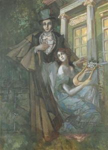 Pushkin And Muse by Konstantin Alexeievitch Korovin