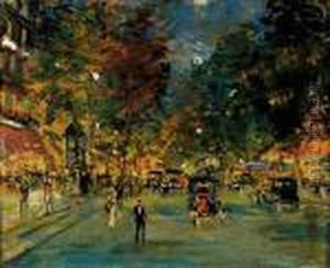 La Place De La Bastille, Paris by Konstantin Alexeievitch Korovin