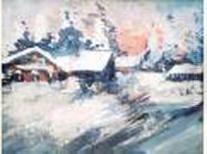 Village En Hiver by Konstantin Alexeievitch Korovin