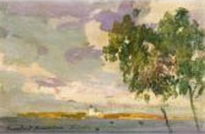 Study Of A Church By A River by Konstantin Alexeievitch Korovin