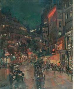 Voitures Et Boulevards Illumines, Paris 1923 (?) by Konstantin Alexeievitch Korovin