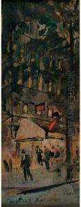 Paris, Terrasse De Cafe La Nuit by Konstantin Alexeievitch Korovin