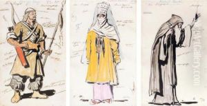 A Group Of Five Costume Designs For Prince Igor by Konstantin Alexeievitch Korovin